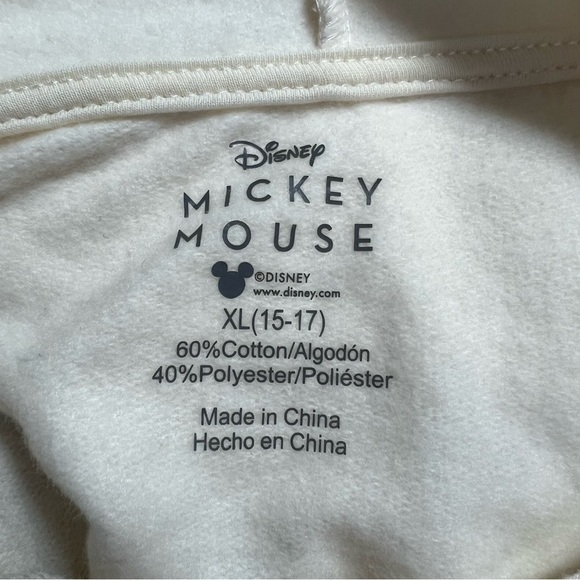Disney Mickey Mouse Hoodie XL (15–17) Cream Women’s M Pullover Sweatshirt - Picture 7 of 8